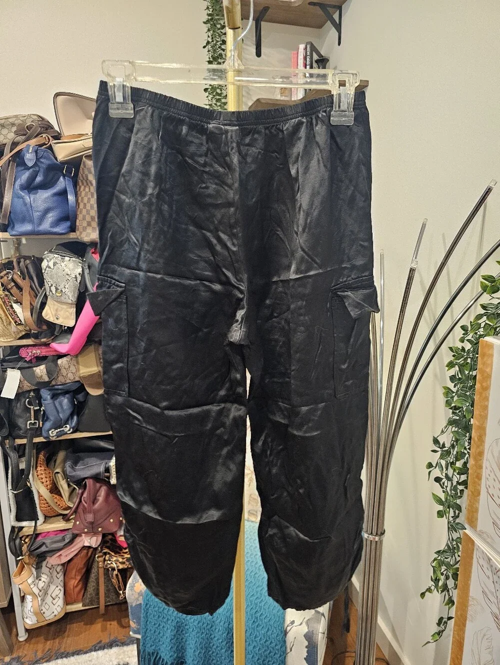 Vintage Xhilaration Black Cargo Jogger Pants with Drawstring Waist